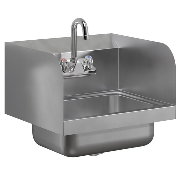 17 X 15 Wall Mounted Hand Sink with Gooseneck Faucet and Side Splash