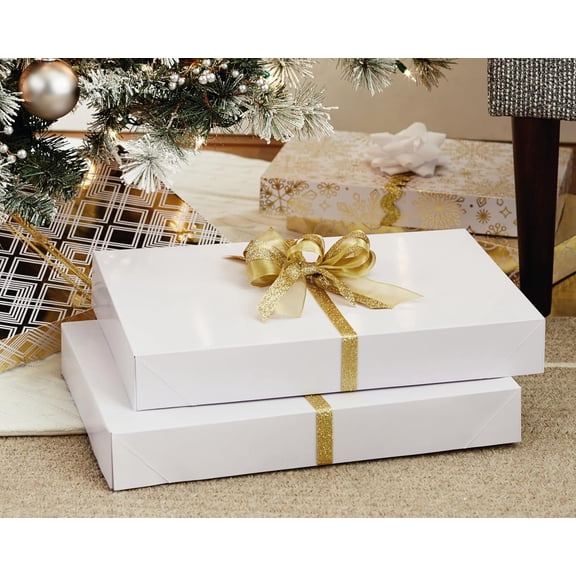 17" XL Gift Boxes with Lids (12 White Robe Boxes, White) for Birthdays, Graduations, Christmas, Weddings, Bridal Showers