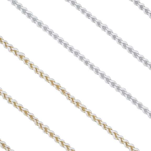 17 Yards 2 Colors Lace Trim Ribbons 1/8 Inch Wide Tiny Gimp Braid White Edging Trim Fabric Gold Silver Lace Woven Ribbon Fabric DIY