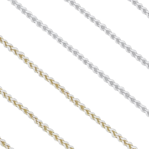 17 Yards 2 Colors Lace Trim Ribbons 1/8 Inch Wide Tiny Gimp Braid White Edging Trim Fabric Gold Silver Lace Woven Ribbon Fabric