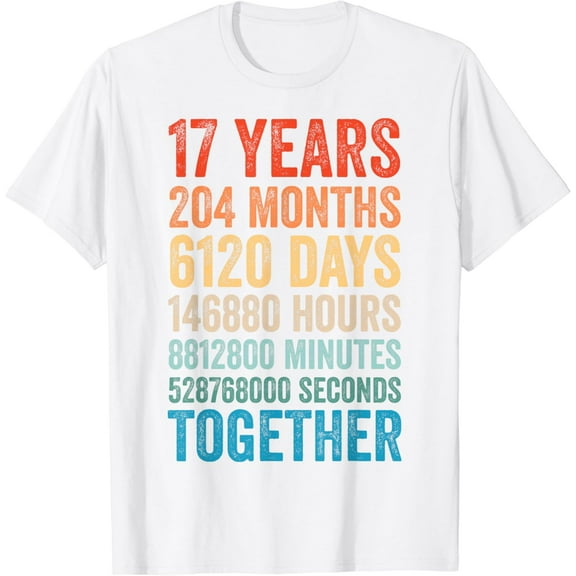 17 Year Anniversary Him Her Couple 17th Wedding T-Shirt100% cotton