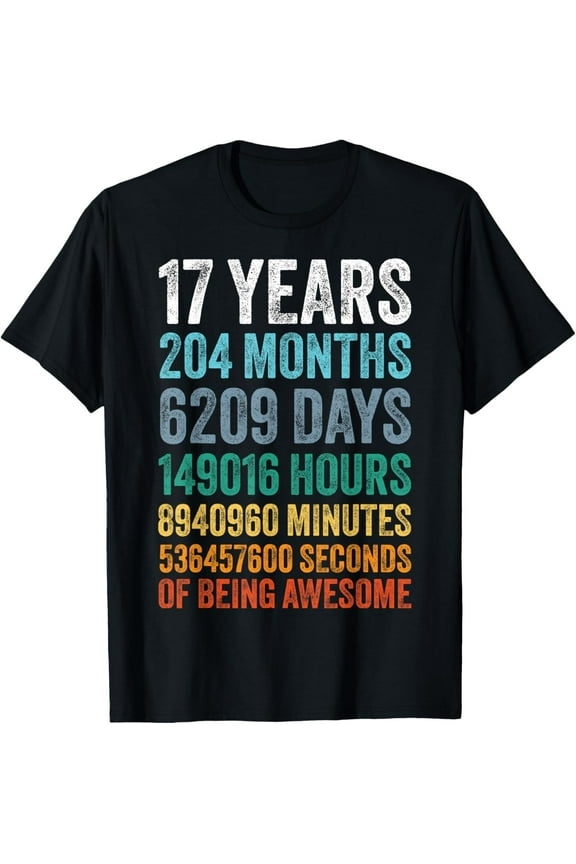 t-shirt 17 Year Old BDay Decorations Son Boy 17yr 17th Birthday T-Shirt mens，black，women，funny，journey，Crew Neck, Short Sleeve,printing