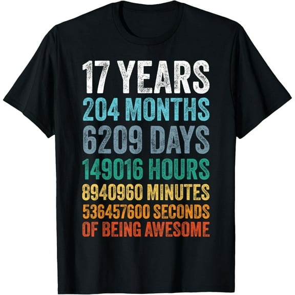 17 Year Old BDay Decorations Son Boy 17yr 17th Birthday T-ShirtMen and women, Black T-shirt, size: Extra large