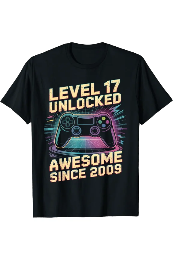17 Year Old Boy Level 17 Gamer 2009 17th Birthday Party Gift T-Shirt