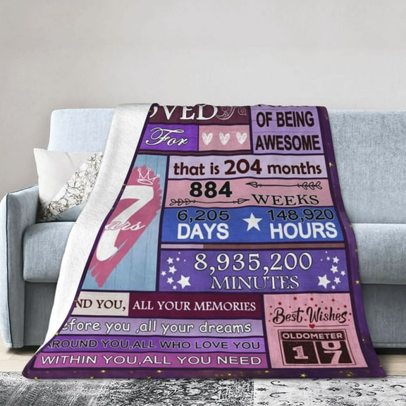 17 Year Old Girl Birthday Gift Blanket Gifts For Kids Adults - Lightweight Throw Blanket For Bedroom Living Room Decor Soft Fuzzy Fleece Cozy Plush Bed Couch 40"X30"