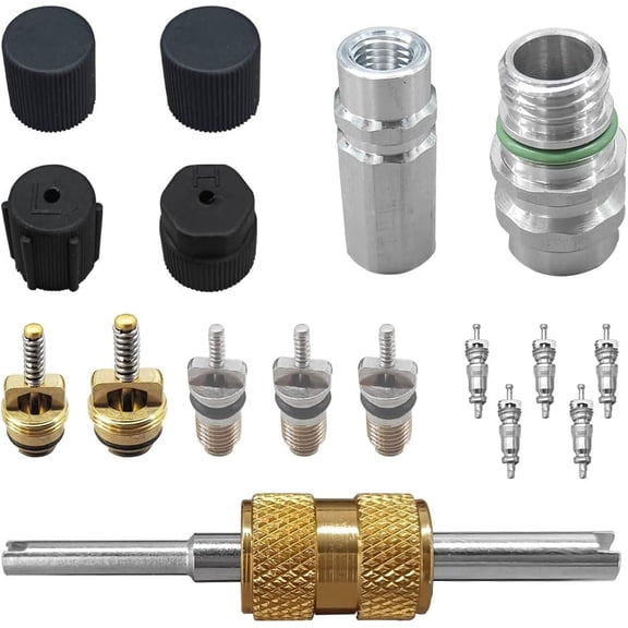 17 count R12 R134A Air Conditioning Valve Core Kit (Black)