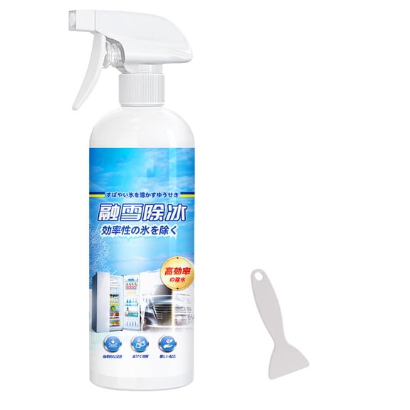 17 fl oz Windshield De-Icer Spray, Fast-Acting Ice & Frost Melter for Car Windows Mirrors Locks, Winter Snow Remover with Ice Scraper Shovel Set