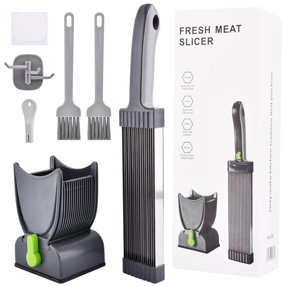 17-in-1 Stainless Steel Meat Slicer Adjustable Thickness 2mm/4mm 7-Inch Blades
