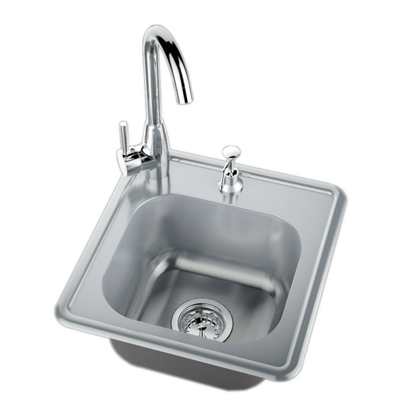 17 in. 304 Stainless Steel Single Sink with Cold and Hot Water Faucet