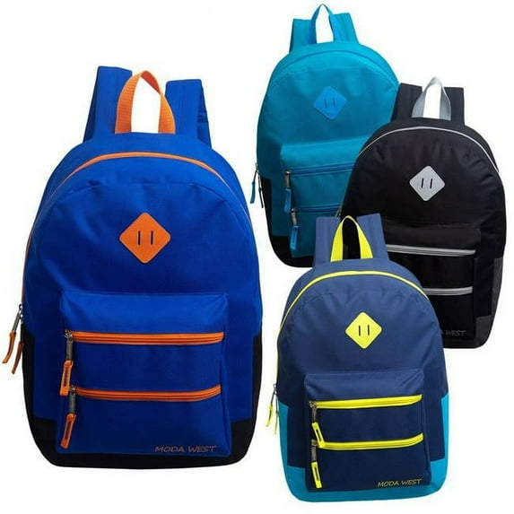 17 in. Classic Backpack with Dual Zipper, Assorted Color - Case of 24