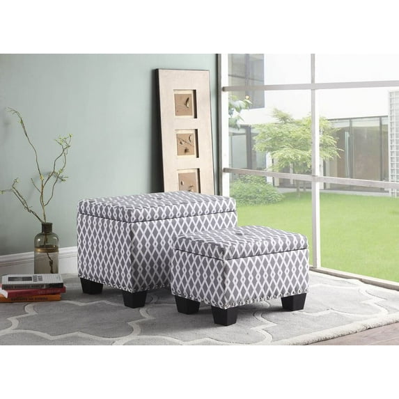 17" in GRAY/WHITE DIAMOND STORAGE OTTOMAN + 1 STORAGE SEATING