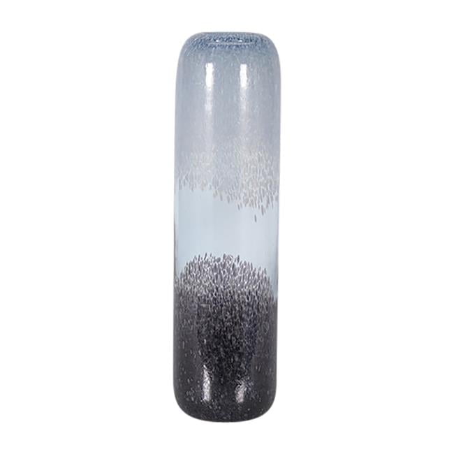 17" Blue and Black Ombre Glass Decorative Vase