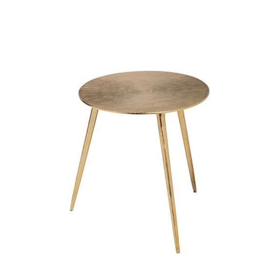 17 in. Gold-Toned Cast Aluminum Accent Table with Round Top