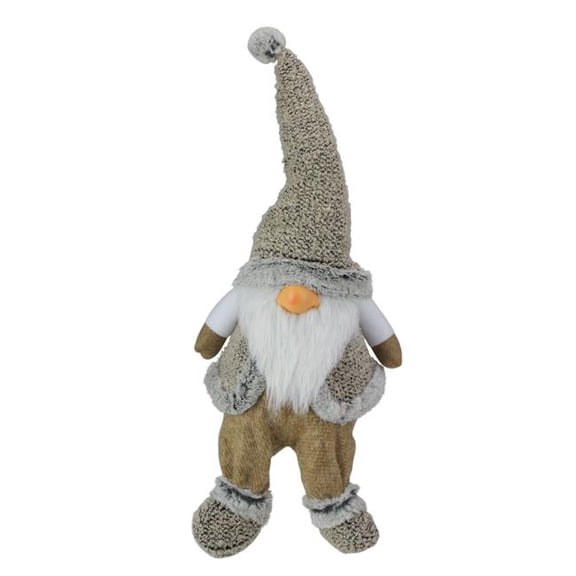 17 in. Gray & Beige Sitting Christmas Gnome Decoration