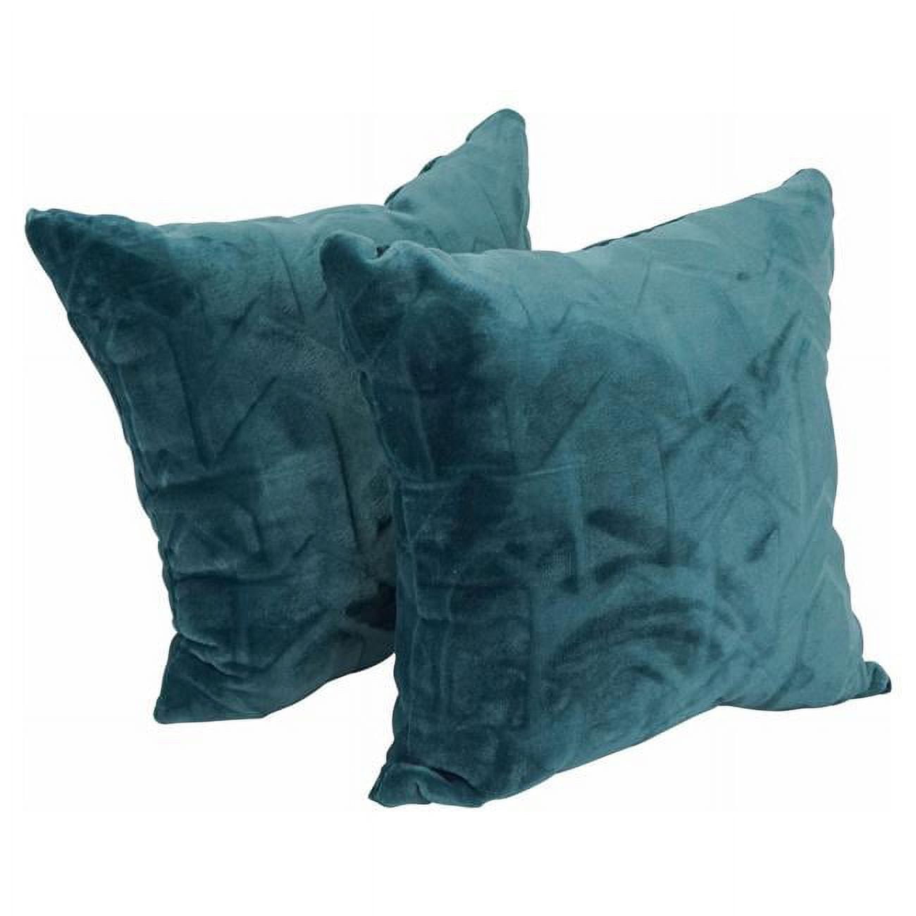 Agora Teal Faux Fur Square Throw Pillow Set