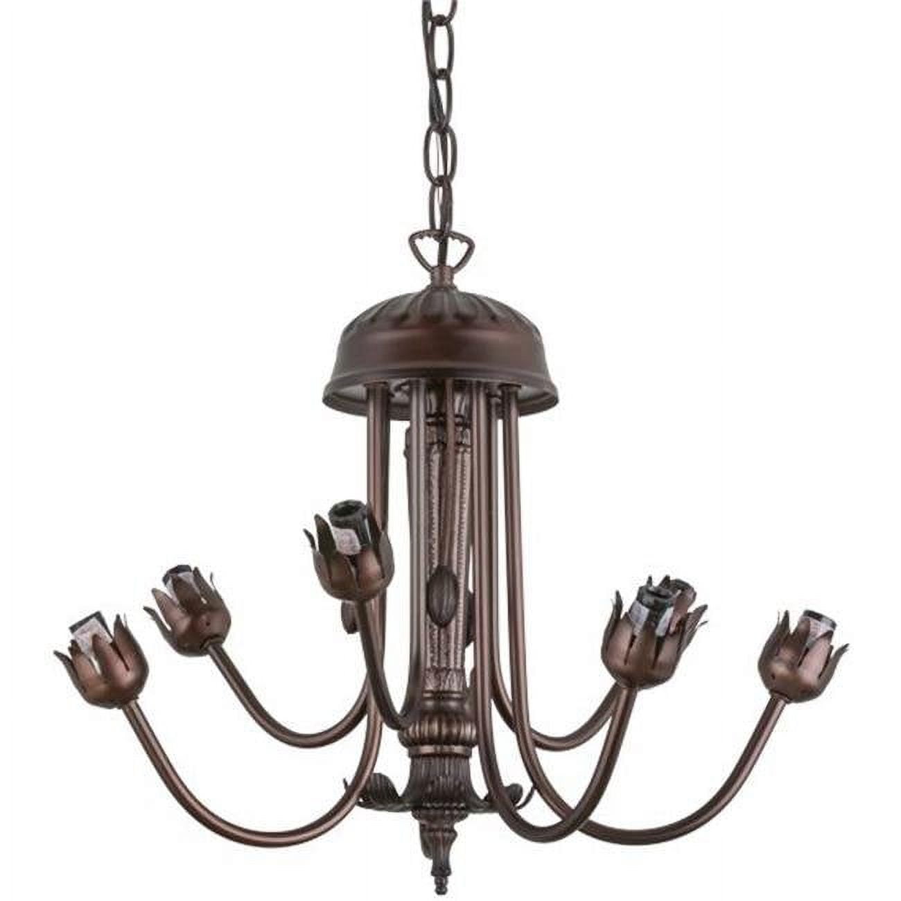Mini Mahogany Bronze 7-Light Chandelier with Multicolor Glass