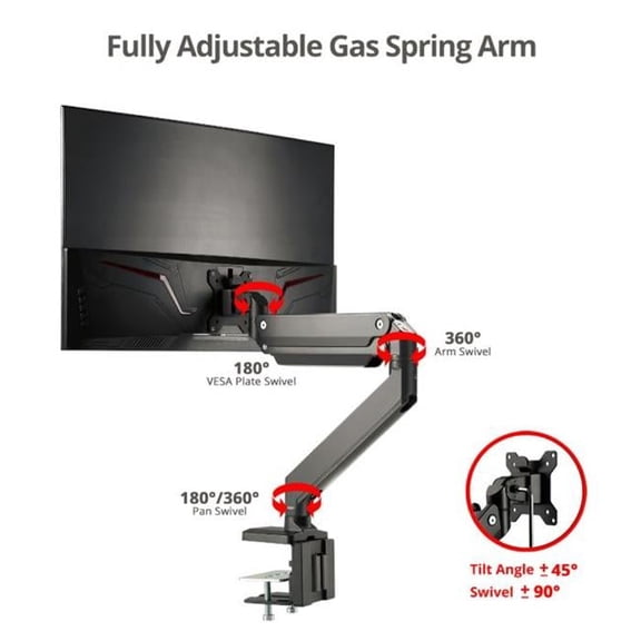 17 in. Single Heavy-Duty Gas Spring Desk