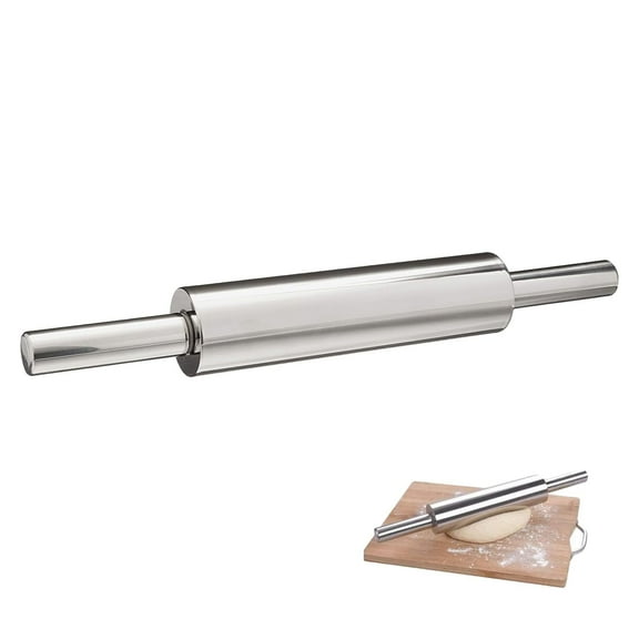 17inch Stainless Steel Rolling Pin - Smooth Dough Roller for Pizza, Pie, Cookie Baking, Easy to Clean & Even Rolling, Food-Grade
