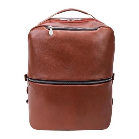 17 in. U Series East Side Leather 2-in-1 Laptop & Tablet Convertible Cross-Body Travel Backpack, Brown