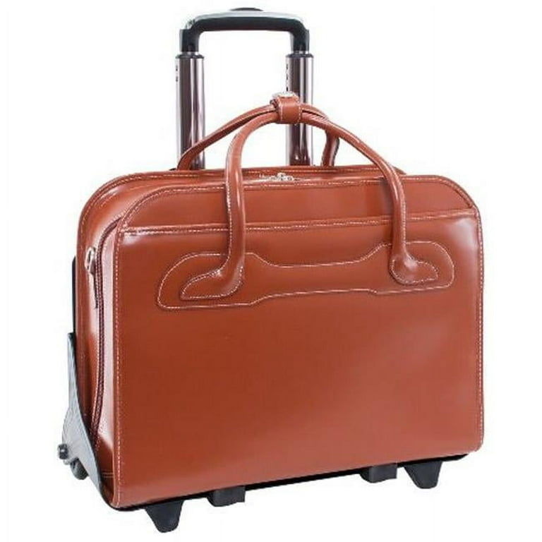 17 in. Willowbrook Leather Detachable Wheeled Ladies Briefcase Brown 17 x 6 x 13.25 in