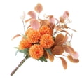 thumbnail image 1 of 17 inch Artificial Chrysanthemum Bouquet, Silk Pom/Pom Ball Flowers for Home Decor, Fake Flower Arrangement for Wedding Table Centerpieces & Valentines Day Gifts, Gold, 1 of 7