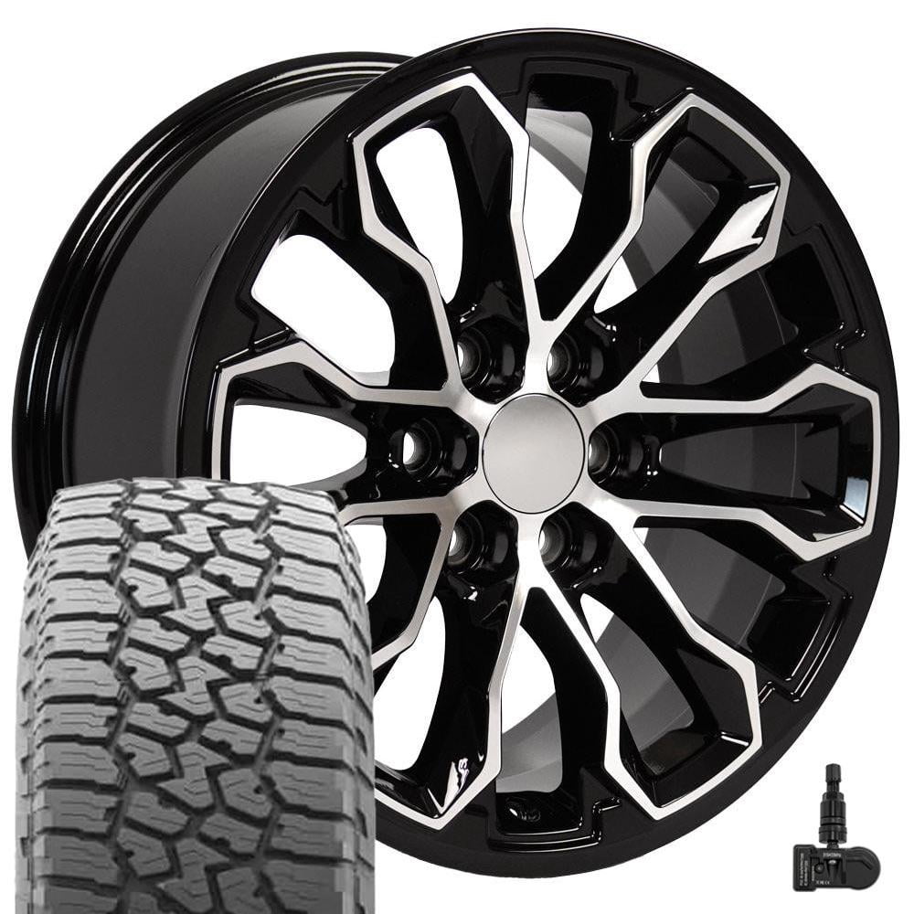 OE Wheels LLC 17 inch Wheels and Tires Fits Colorado Canyon Blazer Traverse Acadia SRX 6x120 CV54 17x8 Black Machined Wildpeak AT 255-65-17