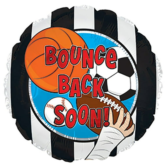17 inch Bounce Back Soon Sports Foil Mylar Balloon - Party Supplies Decorations