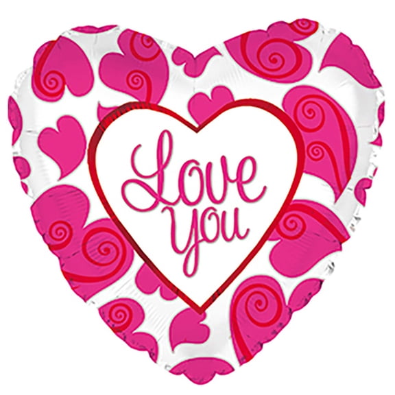 17 inch CTI Love You Neon Hearts Foil Mylar Balloon - Party Supplies Decorations