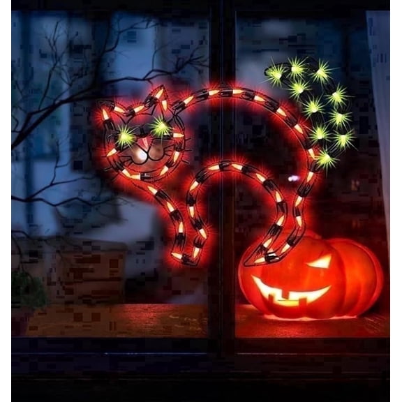 17 inch Cat Halloween Window Silhouette Lights