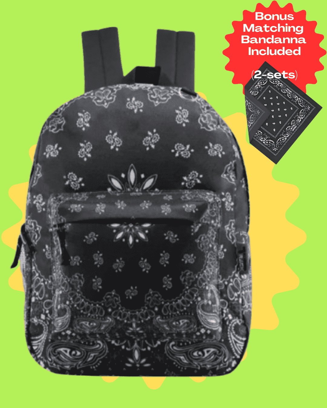 17 inch Classic Paisley Bandana-Print Backpack with Padded  display picture 1