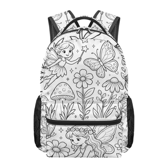 17-inch Floral-Print Backpack, Fun DIY Coloring Backpack with a Spacious Main Compartment and Zippers,Lightweight & Soft for Sports Travel and Gym
