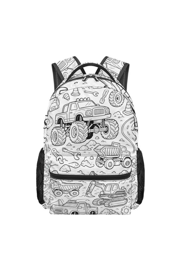 17-inch Floral-Print Backpack, Fun DIY Coloring Backpack with a Spacious Main Compartment and Zippers,Lightweight & Soft for Sports Travel and Gym