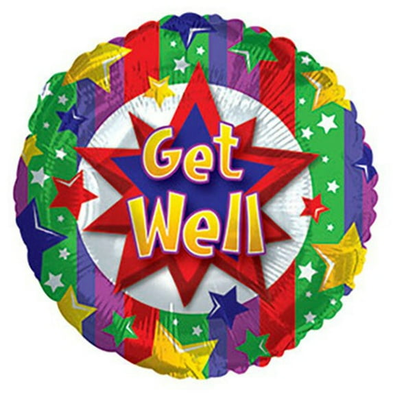 17 inch Get Well Colorful Burst Foil Mylar Balloon - Party Supplies Decorations