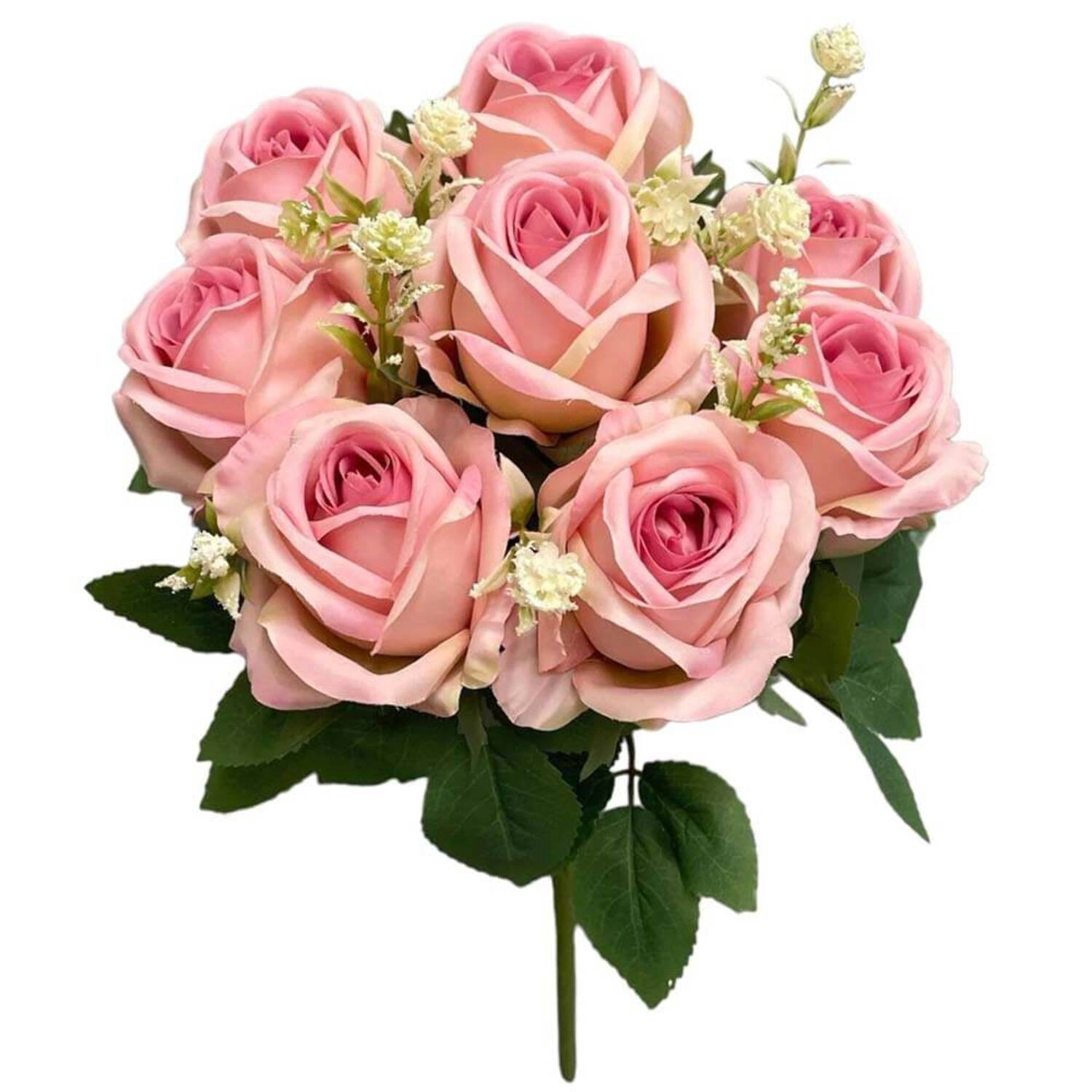 17 inch Gypso Rose Bush - Rose & Pink Silk Flowers - Party Supplies ...