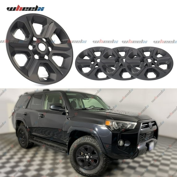 17 inch Hubcap Wheel Skin Covers Compatible with 2014-2024 Toyota 4Runner SR5, Durable ABS Plastic Rim Covers (Set of 4), Fit for Standard Wheels - Snap On Tire Cover Replacement (Matte Black)