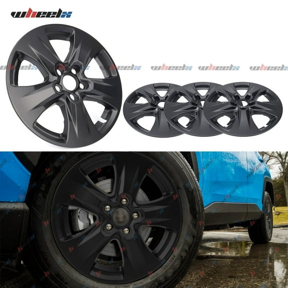 17 inch Hubcap Wheel Skin Covers Compatible with 2019-2025 Toyota RAV4 XLE Hybrid XLE, Durable ABS Plastic Tire Rim Covers (Set of 4), Standard Wheels - Snap On Replacement (Matte Black)