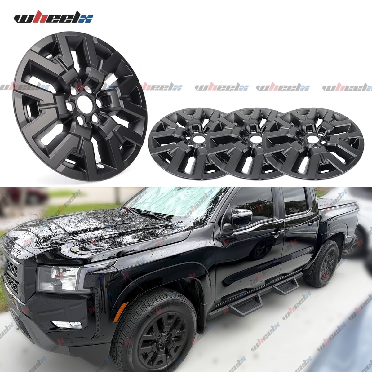 17 inch Hubcap Wheel Skin Covers Compatible with 2022-2024 Nissan Frontier SV, Durable ABS Plastic Rim Covers (Set of 4), Fit for Standard Wheels - Snap On Tire Cover Replacement (Matte Black)