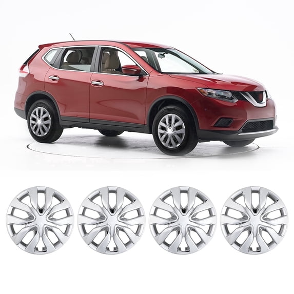 17 inch Hubcaps for 2014-2020 Nissan Rogue, ABS+PC Wheel Rims Cover, Snap-On Chrome(4 Pack)