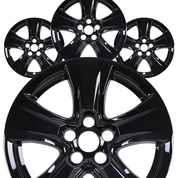 17 inch Hubcaps for 2019-2025 Toyota RAV4 XLE/RAV4 Hybrid XLE, LE Model, Snap-On Black Lacquer Design 17 inch Alloy Wheel Rims Cover(4 Pack)