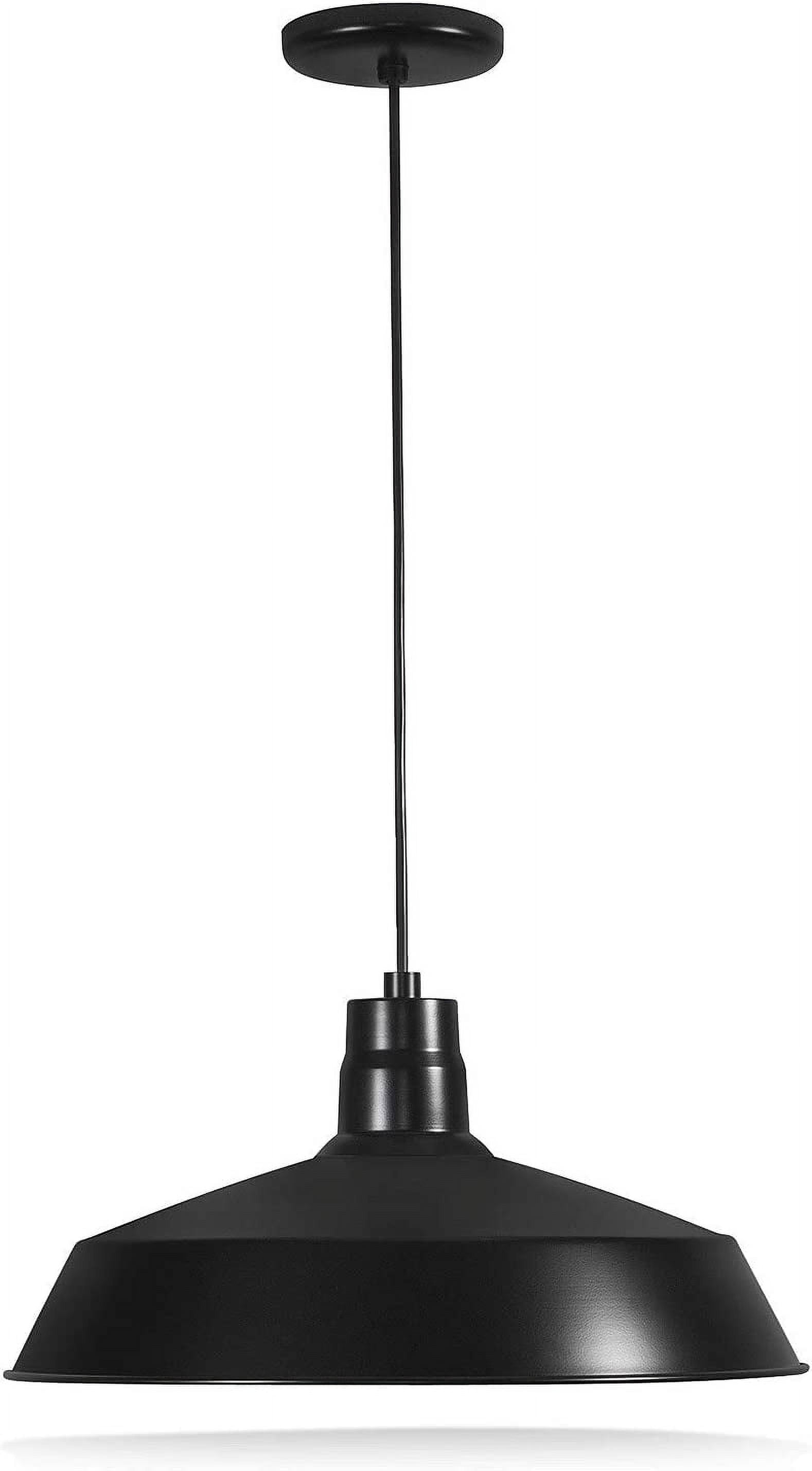 17-inch Industrial Black Pendant Barn Light Fixture with 10ft Adjustable Cord, Ceiling-Mounted Vintage Hanging Light Fixture for Indoor Use, 120V Hardwire, E26 Medium Base LED Compatible, UL Listed