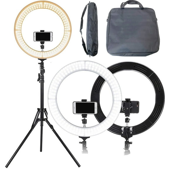 17 inch LED Ring Light with Tripod Stand, Adjustable Color Temperature 2800k to 5600k Makeup Ring lights with Phone Holder, Carryin Bag,Bluetooth for Camera, YouTube