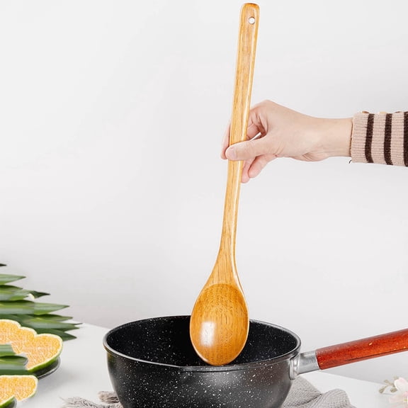 17-inch Large Wooden Spoons for Cooking, Long Handle Wooden Cooking Spoon Mixing Spoon Non Stick Cookware Tasting Stirring Bamboo Spoons for Stirring, Mixing, Canning in Big Pots