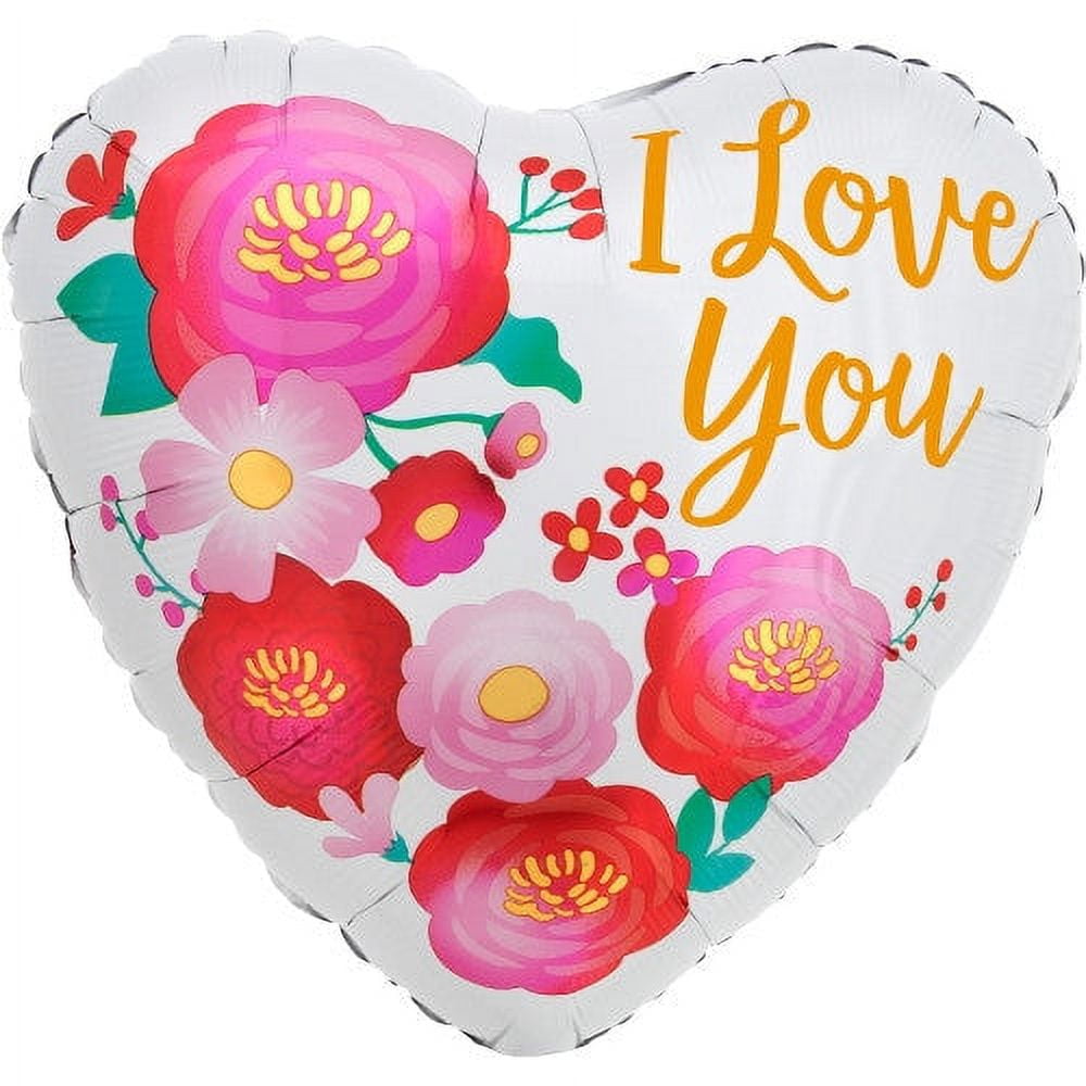 17 inch Love You Ombre Flowers Foil Mylar Balloon - Party Supplies ...