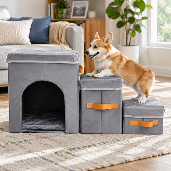 17-inch Pet Dog Stairs For High Beds 120 Lbs Weight Capacity