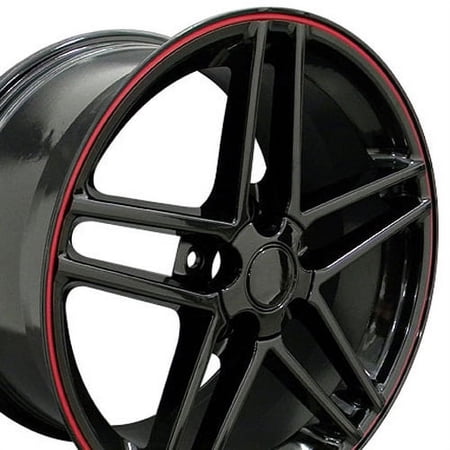 17 inch Rim fits 1988-1996 Chevrolet Corvette Style Black Redline 17x9.5 Aluminum Wheel Direct Fit