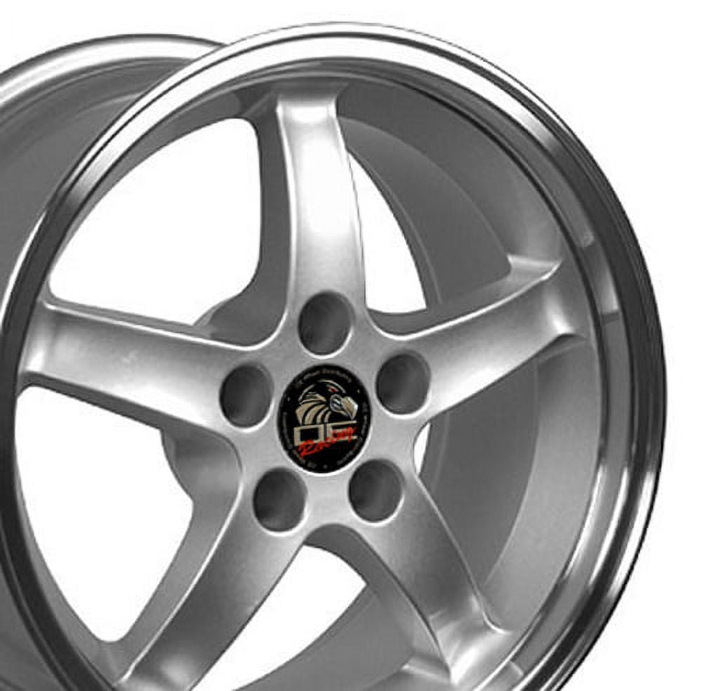 17 inch Rim fits 1994-2004 Ford Mustang - FR04B Silver Machined 17x9 Aluminum Wheel Direct Fit