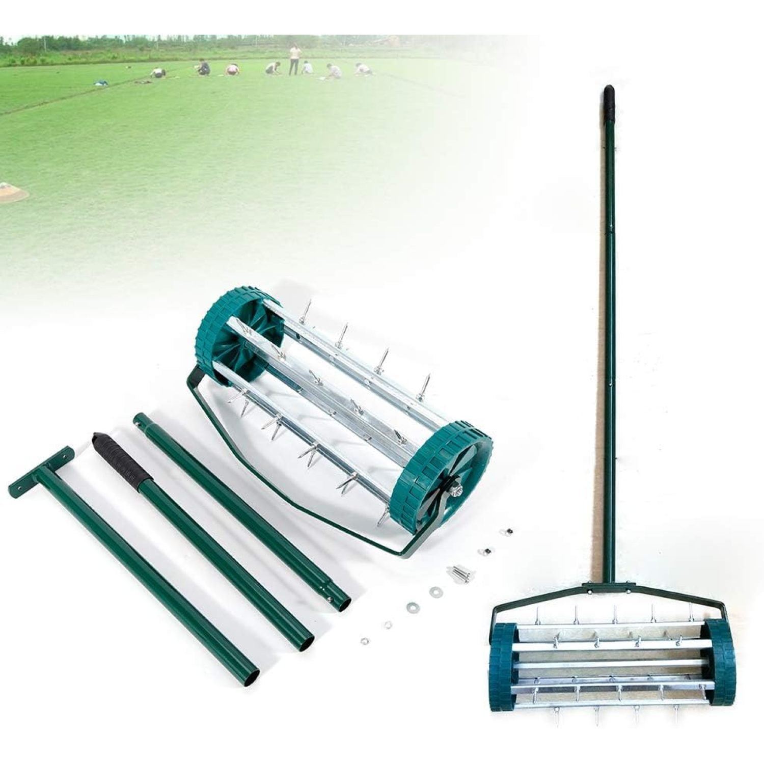 17inch Rolling Lawn Aerator, Heavy Duty Manual Lawn Aerators, Soil