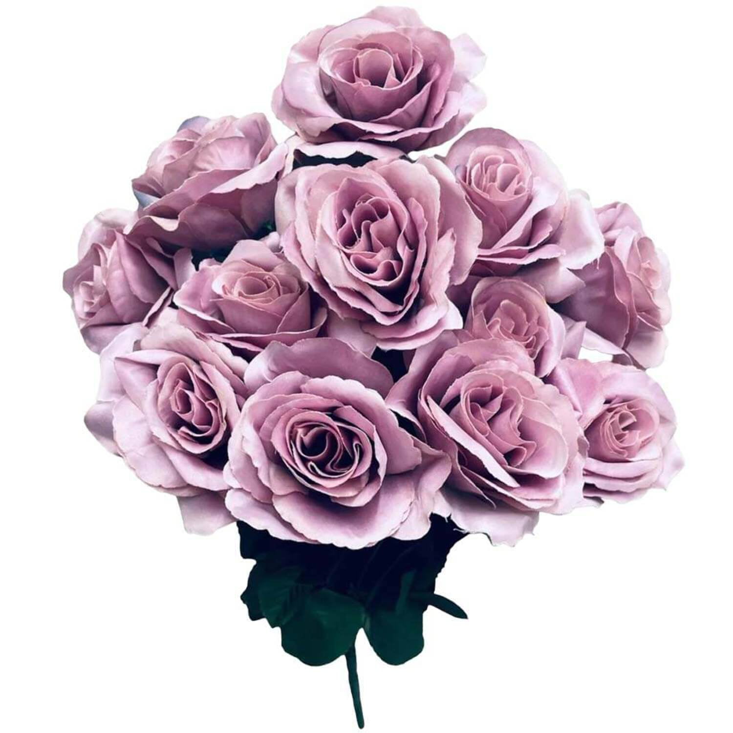 17 inch Satin Open Rose Bush - Dusty Lavender Silk Flowers - Party Supplies Decorations