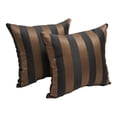 thumbnail image 1 of Blazing Needles Chocolate Stripe 17-inch Indoor/Outdoor Throw Pillow (Set of 2), 1 of 2
