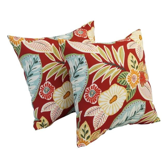 Marlow Beachside Red and Green Floral Outdoor Throw Pillows Set